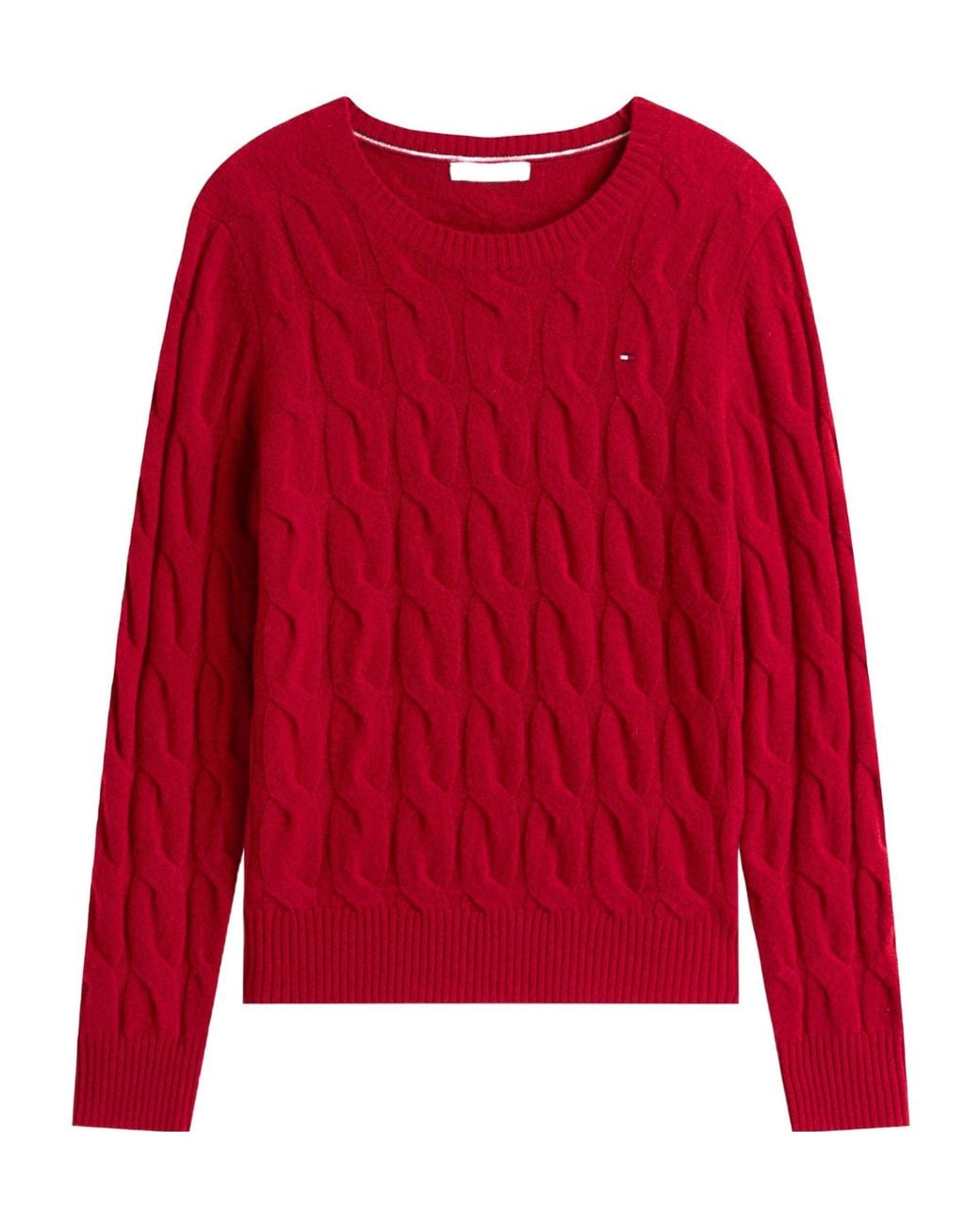 Tommy Hilfiger Brightred Crewneck Cableknit Sweater