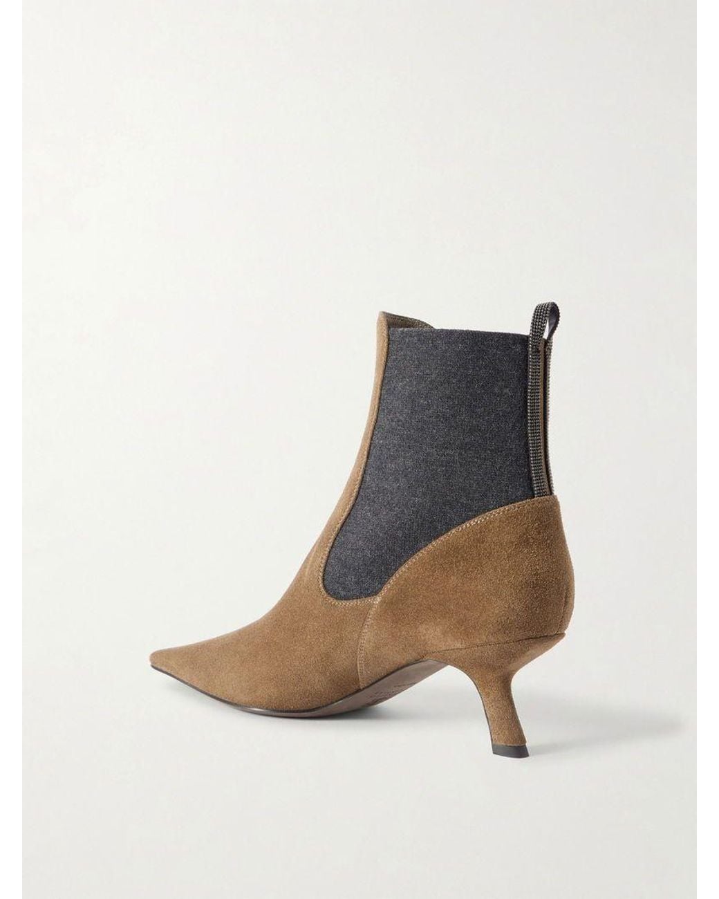 Brunello Cucinelli Brown Square-Toe Ankle Boots