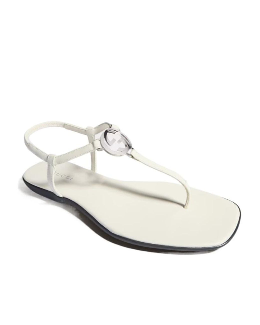Gucci White Interlocking G Thong Sandals