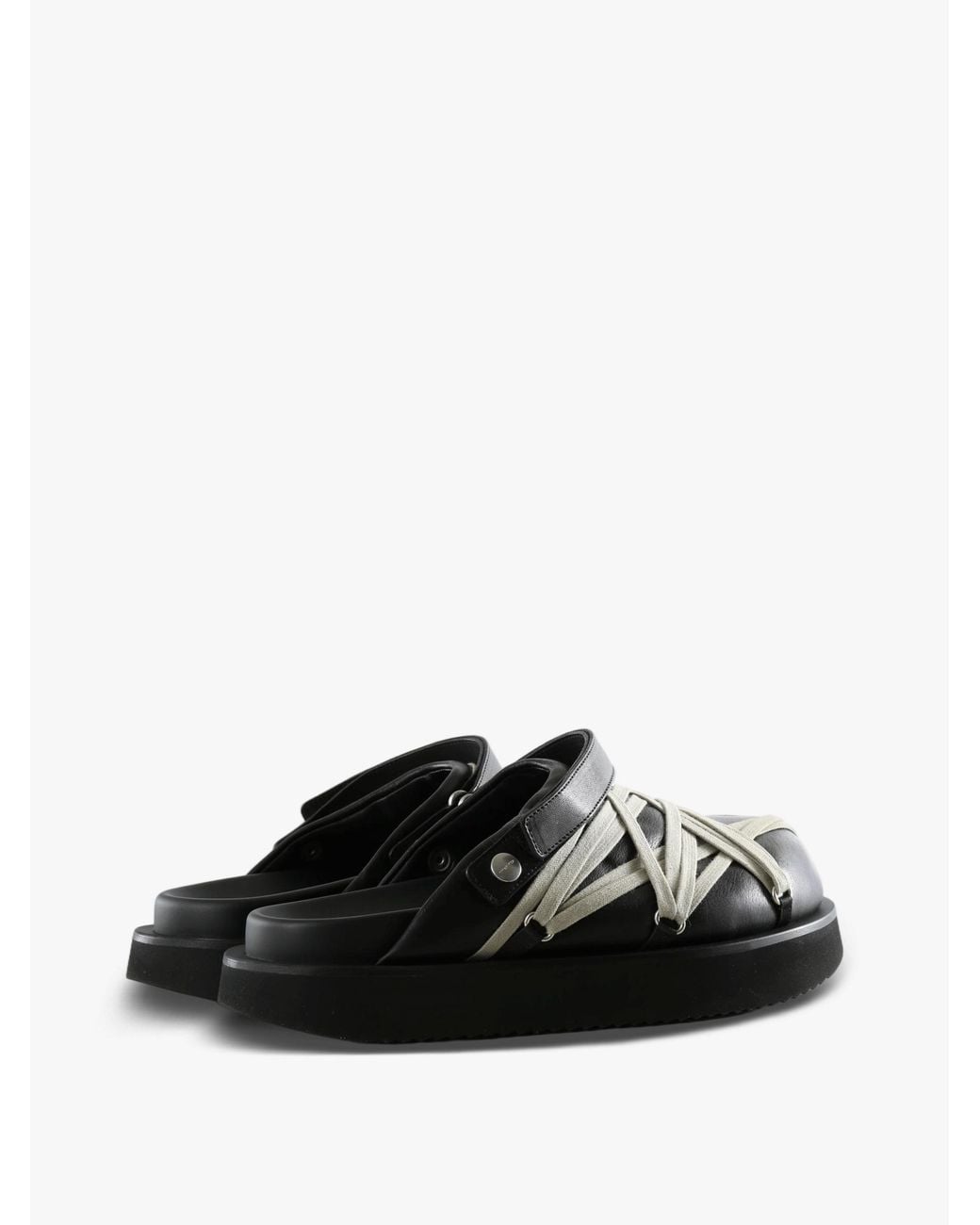 Rick Owens Black Crisscross Strap Flat Sandals for men