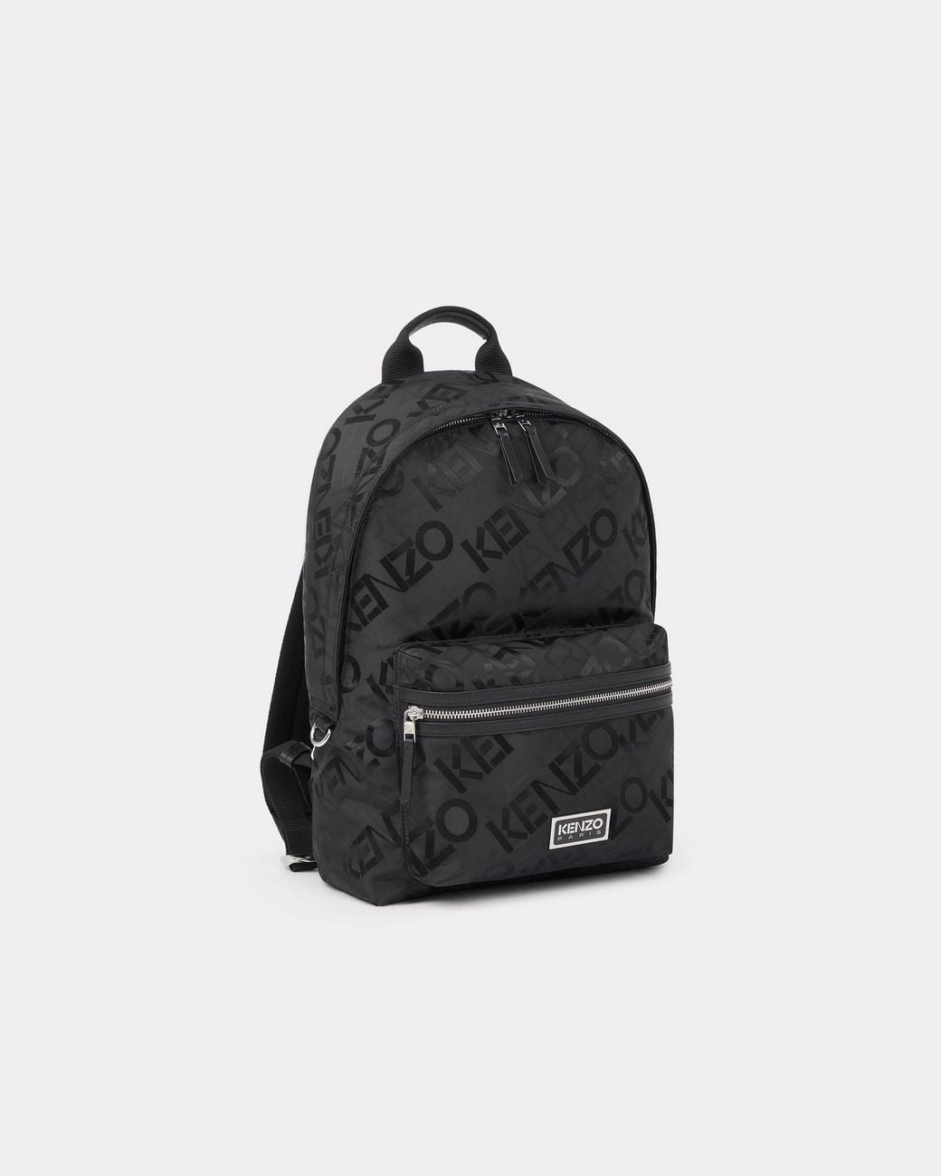 KENZO Black Logo Jacquard Zipped Backpack for men
