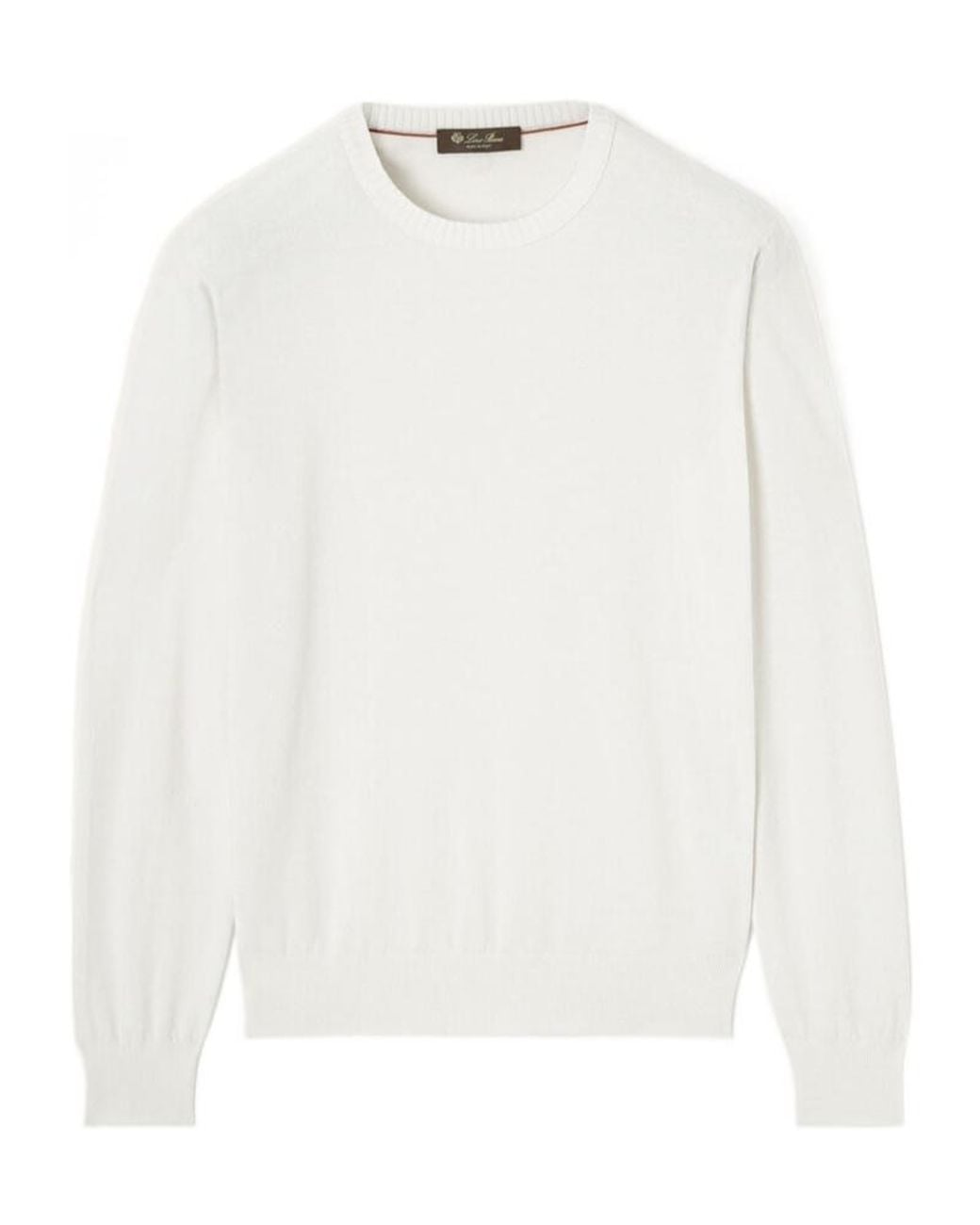 Loro Piana White Logo Long-Sleeved Knitted Pullover for men