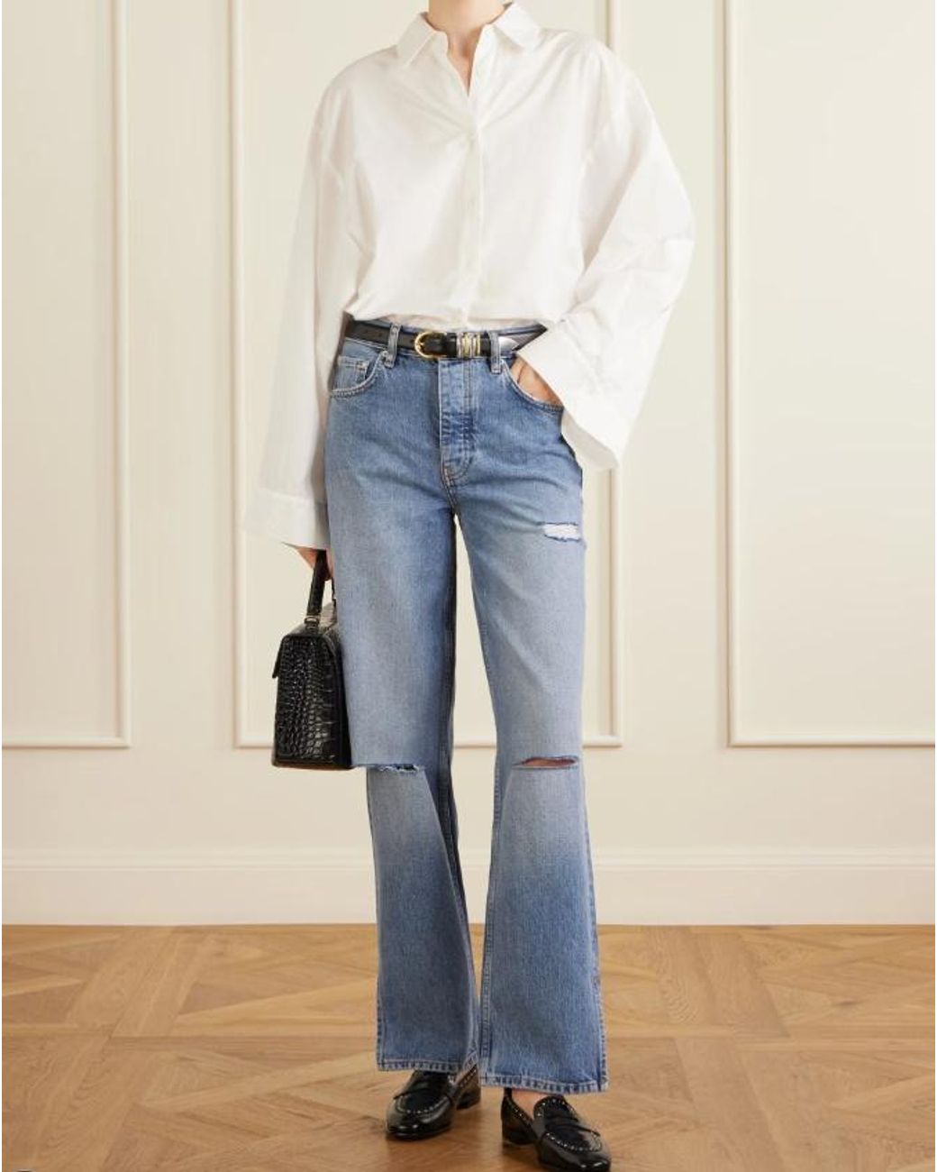 Anine Bing Blue Straight-Leg Jeans