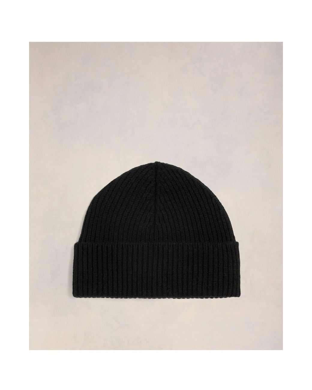 AMI Black Logo Patch Knitted Beanie