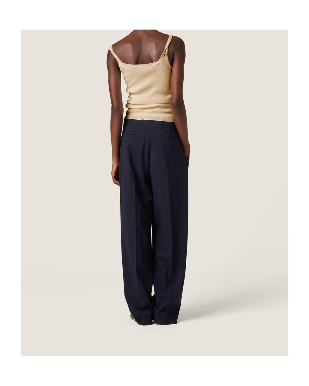 Miu Miu Blue Wool Casual Pants