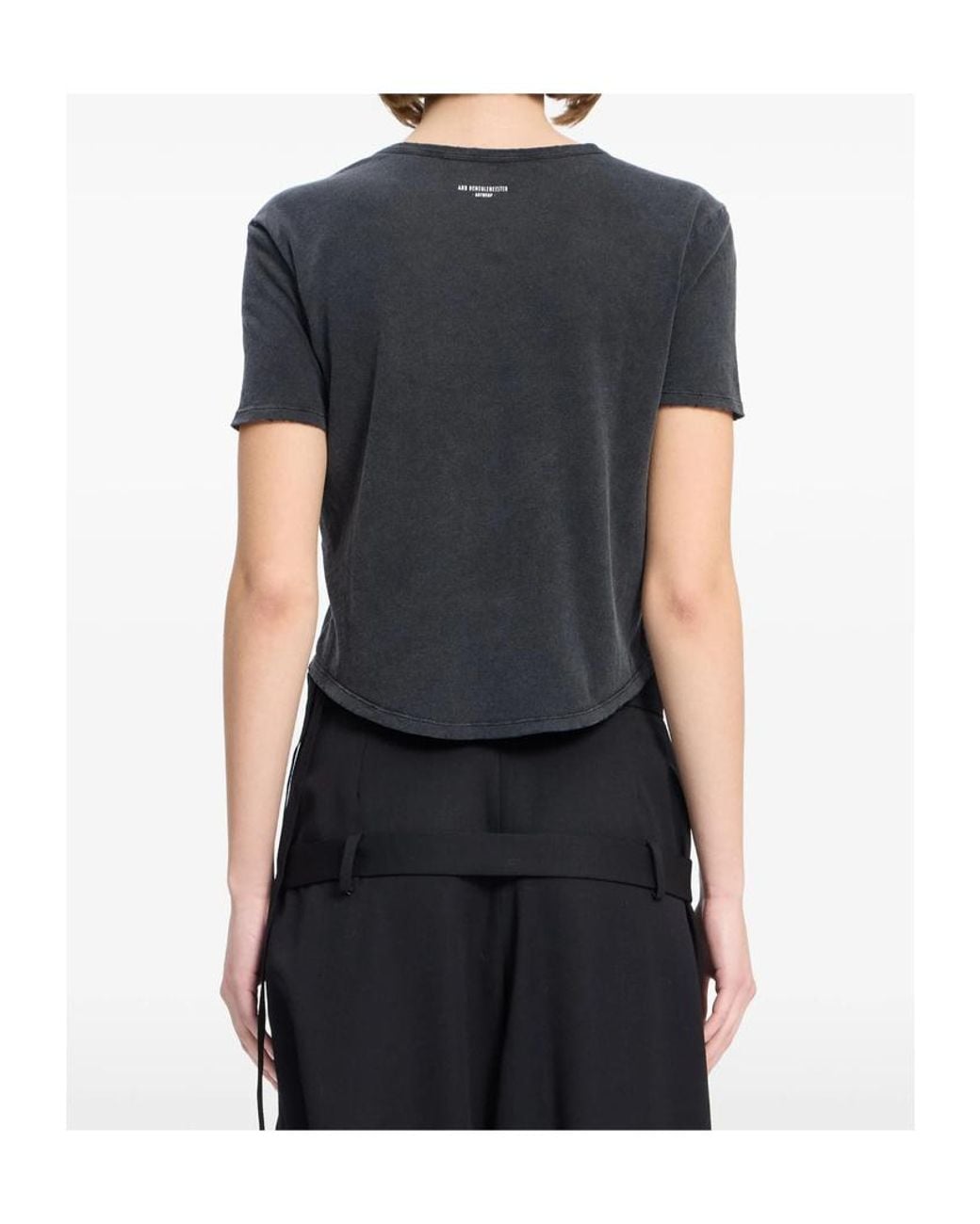 Ann Demeulemeester Black Floor Micro Curved-Hem T-Shirt