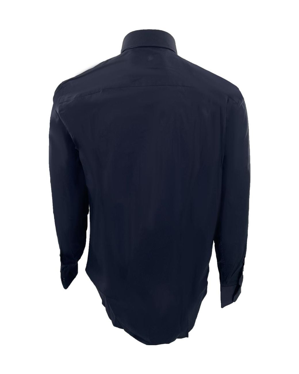 Emporio Armani Blue Lapel Long-Sleeved Shirt for men