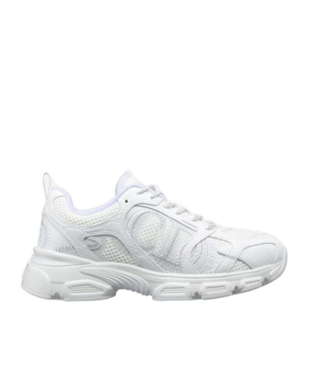 Dior White Chrono Lace-Up Sneakers