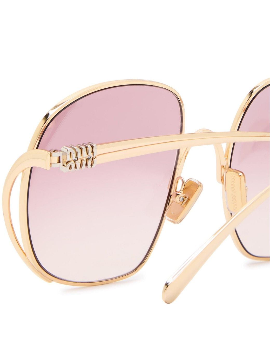 Miu Miu Pink Stainless Steel Oversized Sunglasses