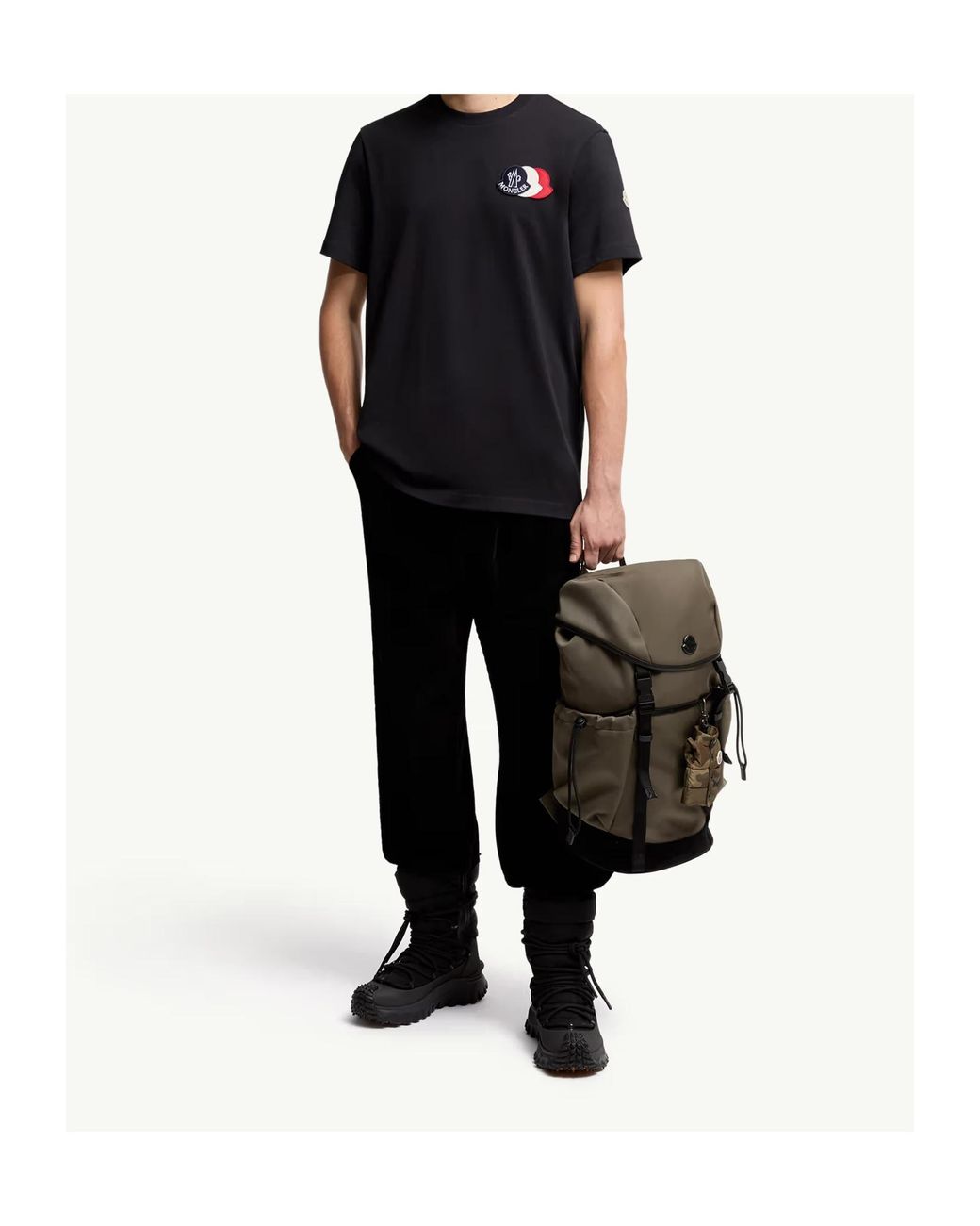 Moncler Black Logo Embroidered Crewneck T-Shirt for men