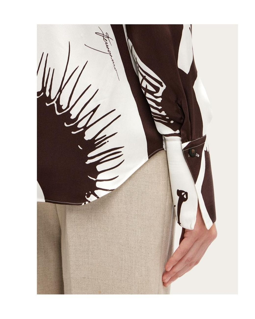 Ferragamo White Lapel Long-Sleeved Shirt