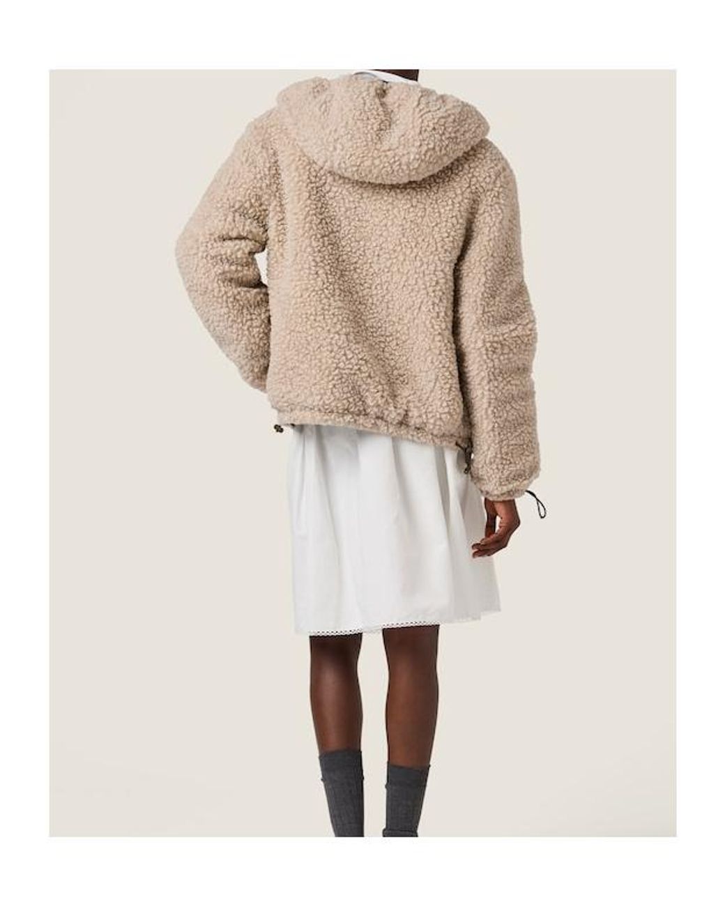 Miu Miu Natural Wool-Blend Teddy Bomber Jacket