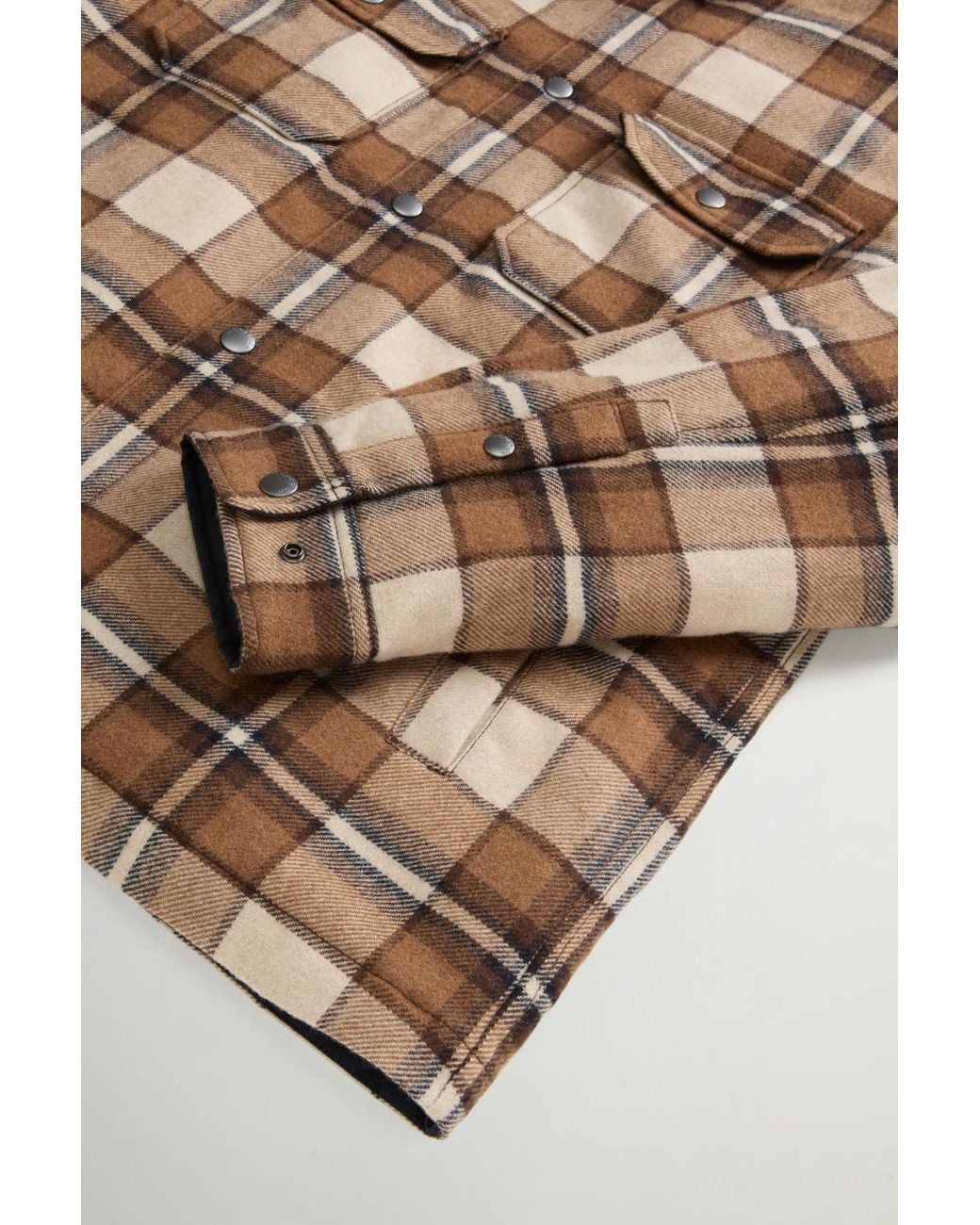 Woolrich Brown Checked Overshirt Jacket for men
