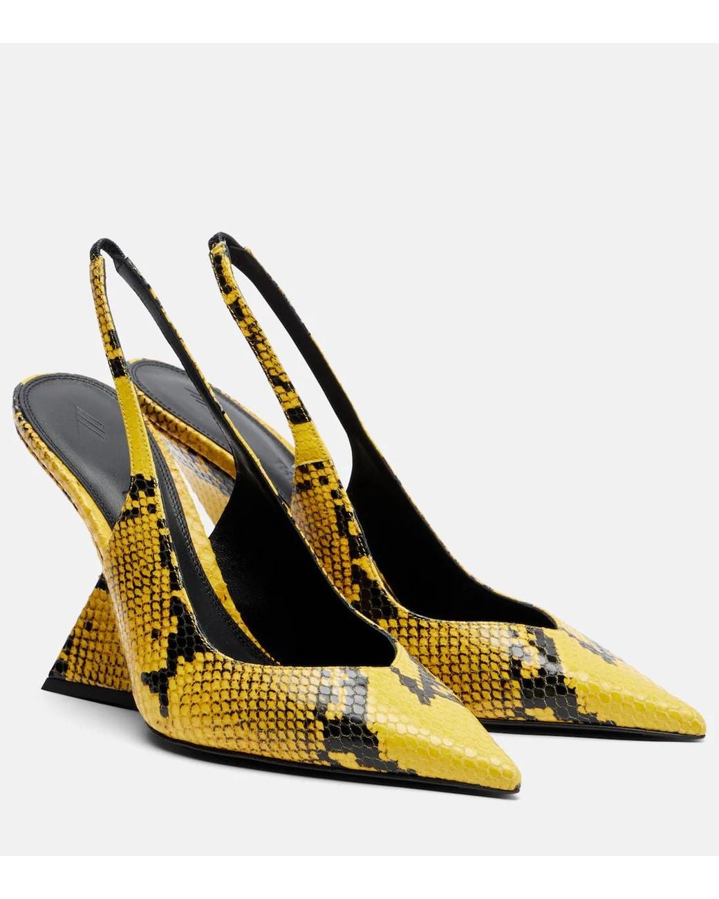 The Attico Metallic Cheope 105 Embossed Leather Wedge Sandals