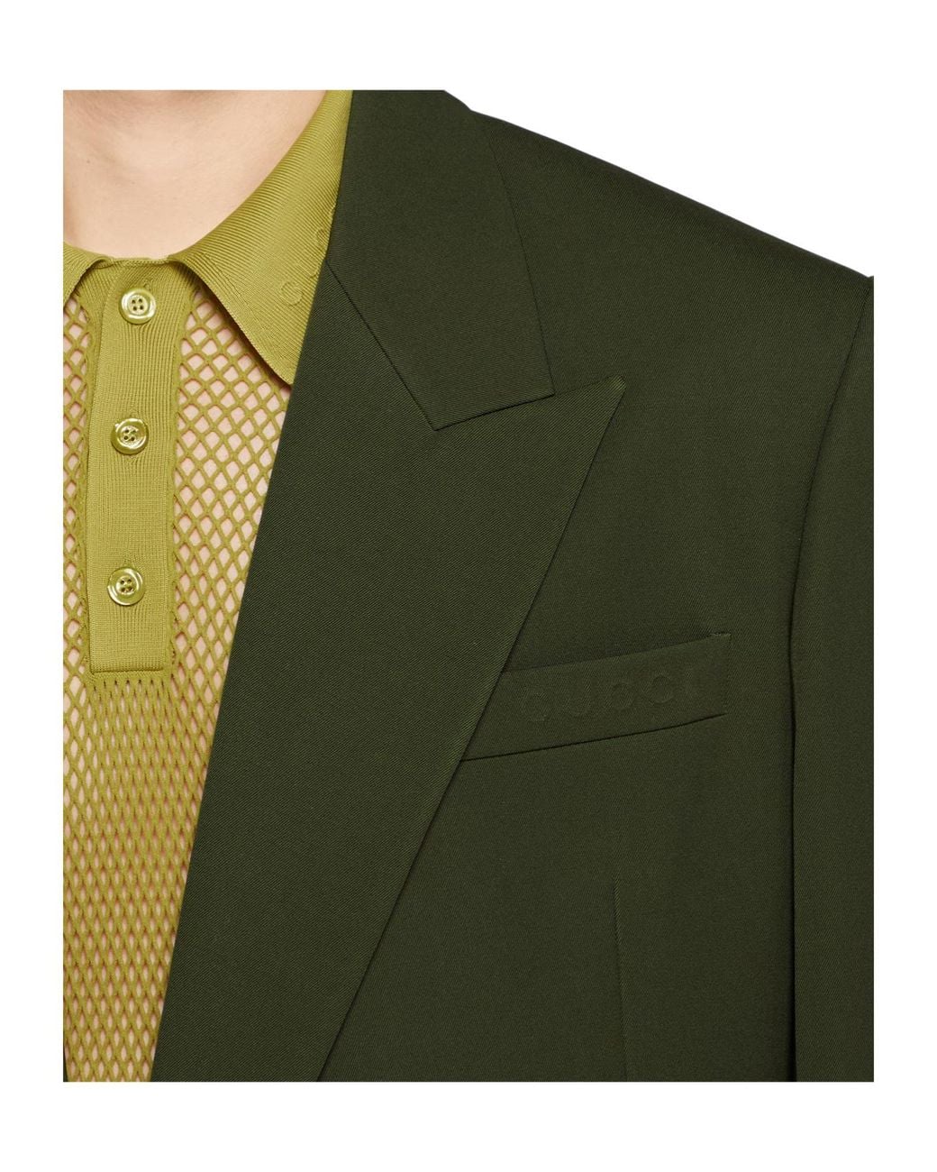 Gucci Green Double-Breasted Light Wool Gabardine Jacket for men