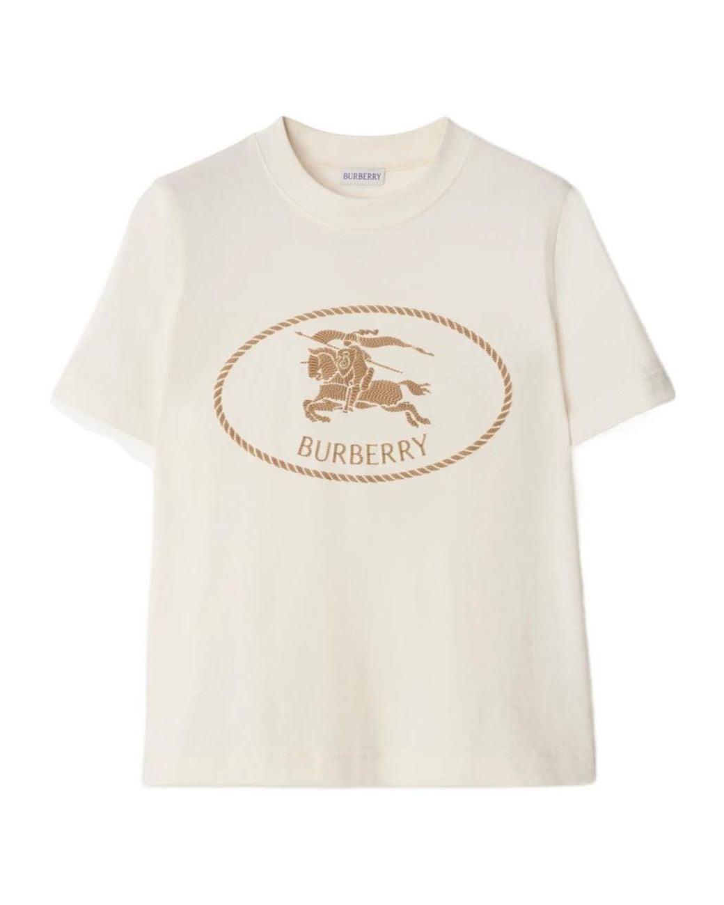 Burberry White Knight Stamp Crewneck T-Shirt
