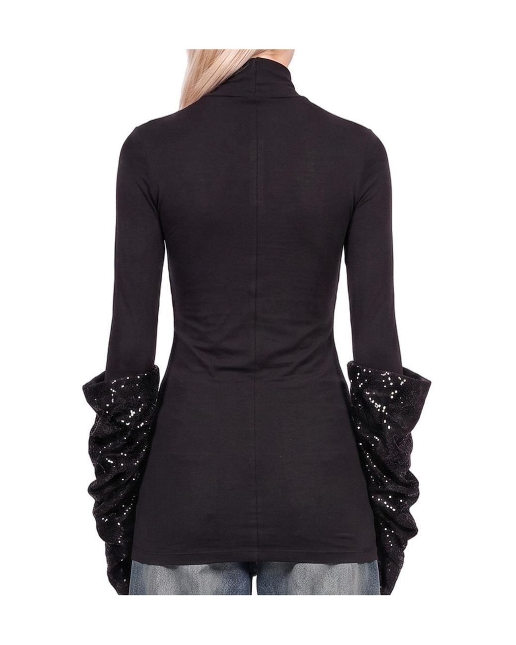DARKPARK Black Ruffle-Sleeve T-Shirt