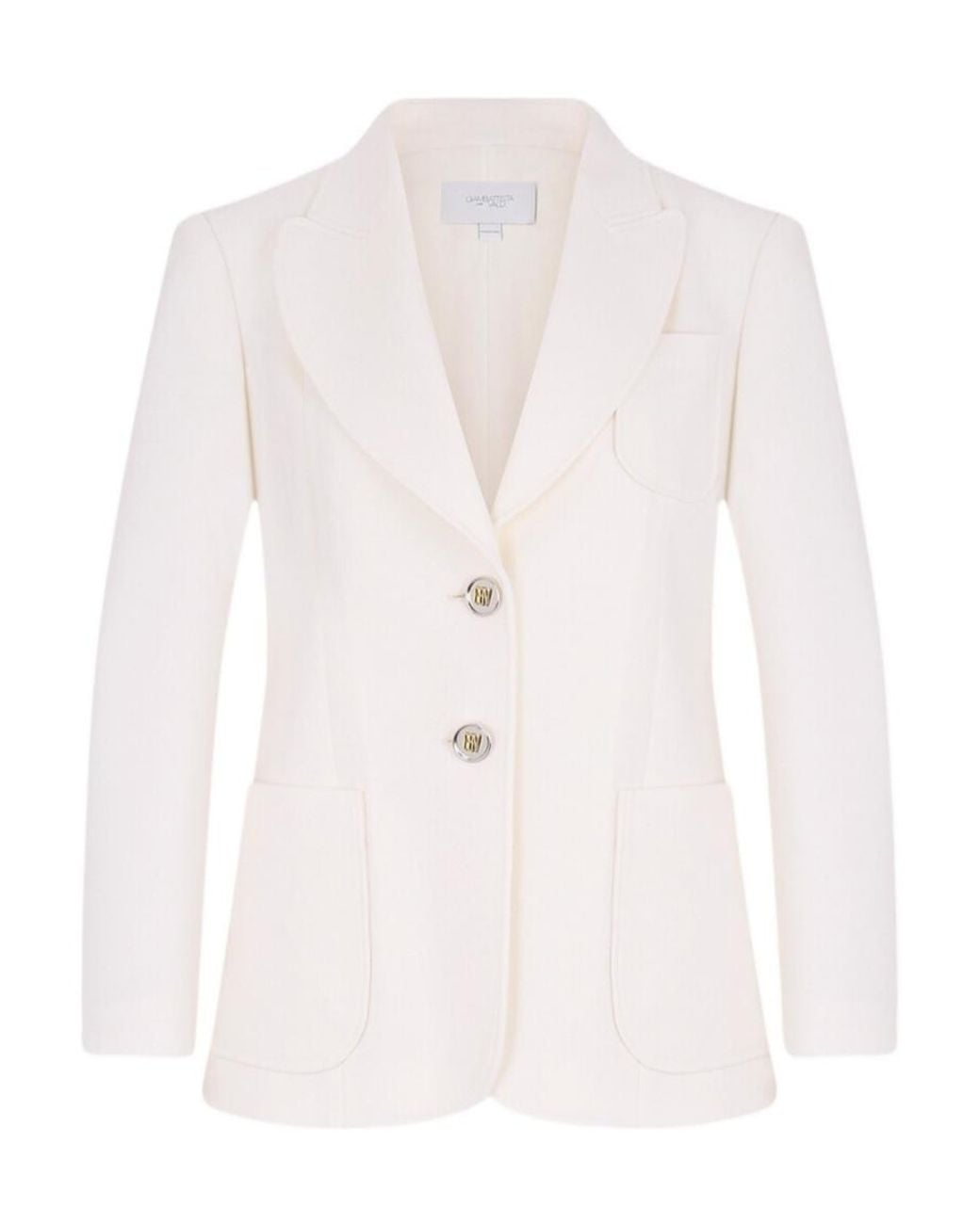 Giambattista Valli White Single-Breasted Wool Crepe Blazer
