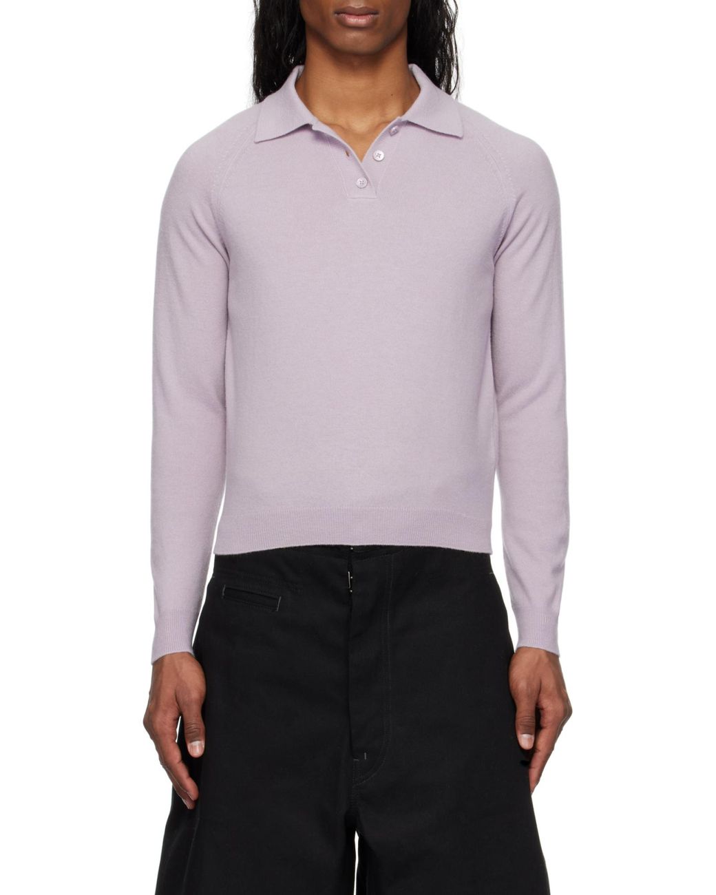 Maison Margiela Pink Four-Stitch Ribbed Knit Top