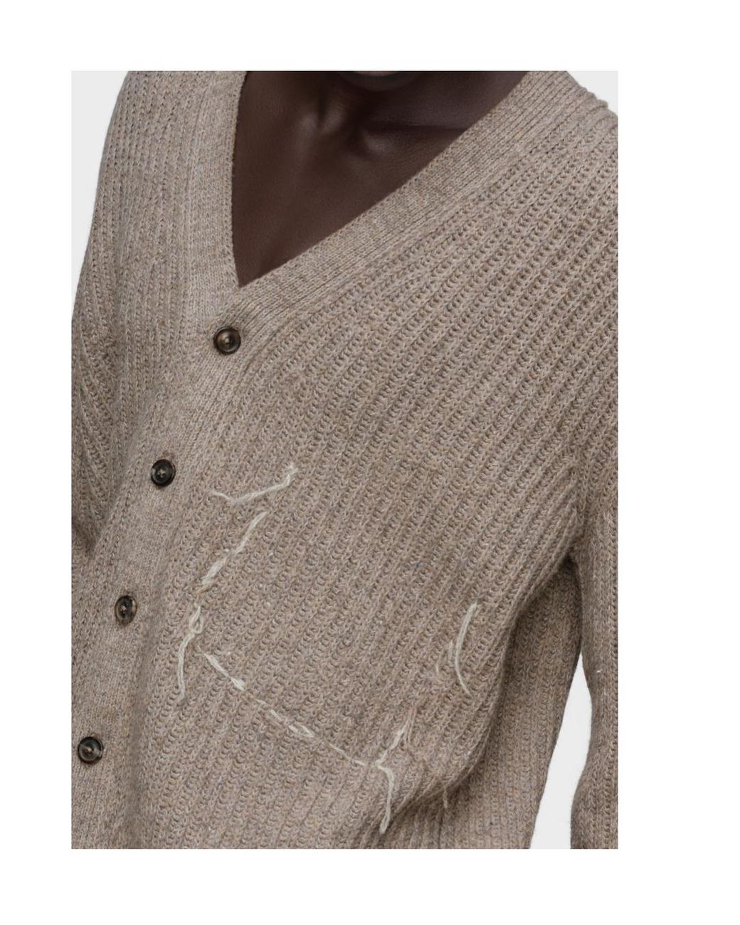 Maison Margiela Brown Ribbed Buttoned Cardigan for men