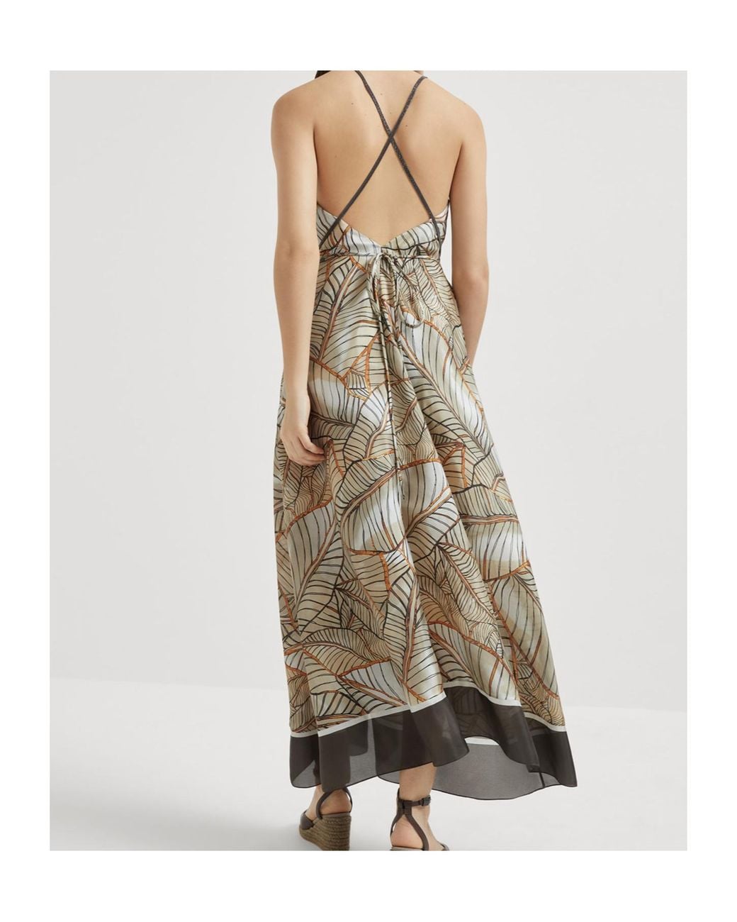 Brunello Cucinelli Natural Monili Chain-Detail Dress