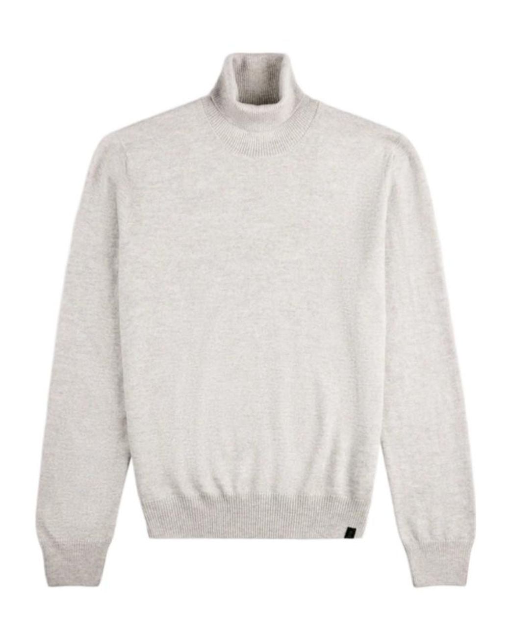 Fay White Ribbed Turtleneck Knitted Sweater for men