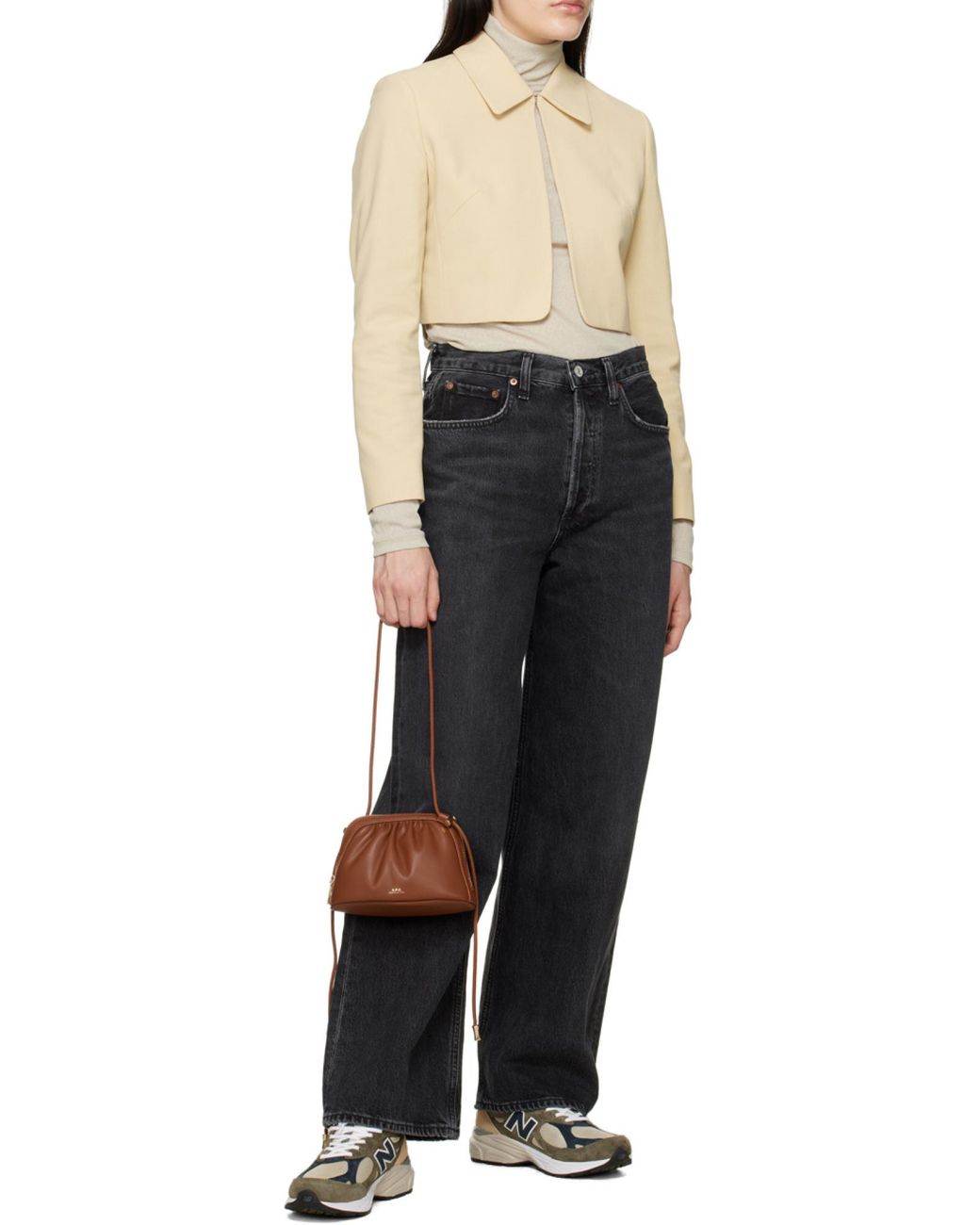 A.P.C. Brown Ninon Small Drawstring Crossbody Bag