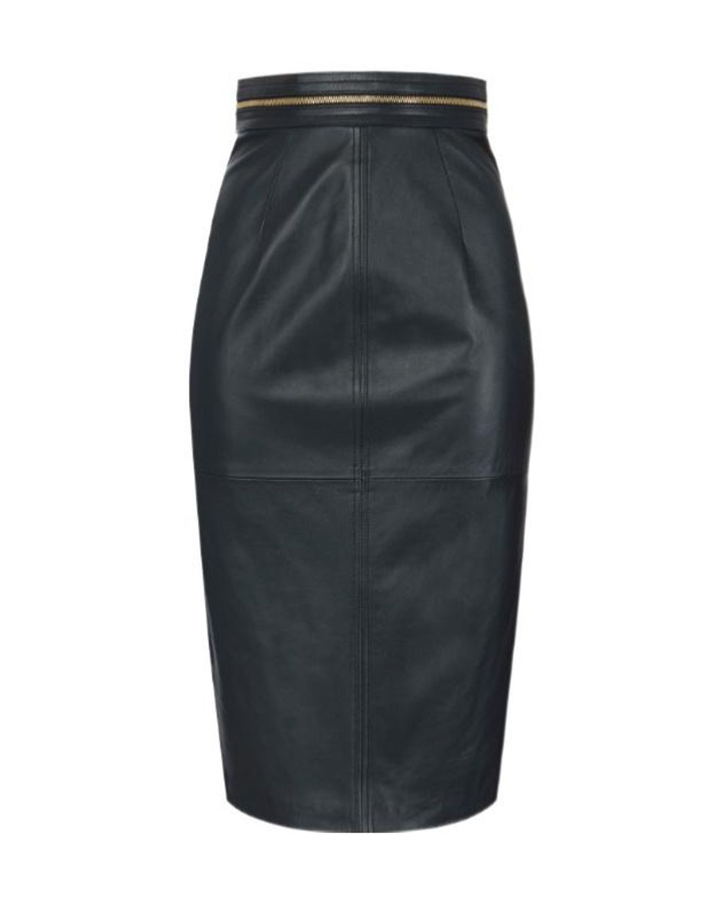 Elisabetta Franchi Gray Zip-Detail Leather Skirt
