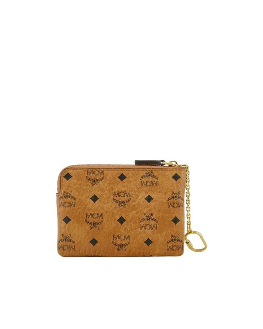 MCM Natural Logo Plaque Zipped Cardholder