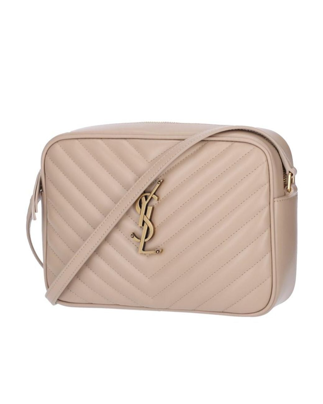 Saint Laurent Natural Lou Zip-Up Quilted Crossbody Bag