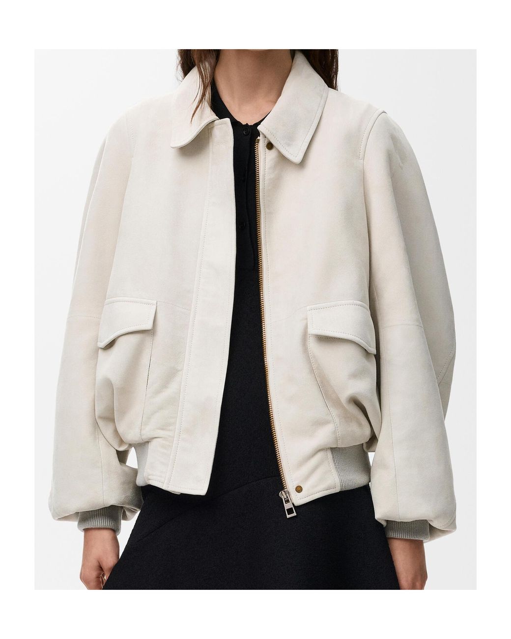 Loewe White Leather-Blend Bomber Jacket