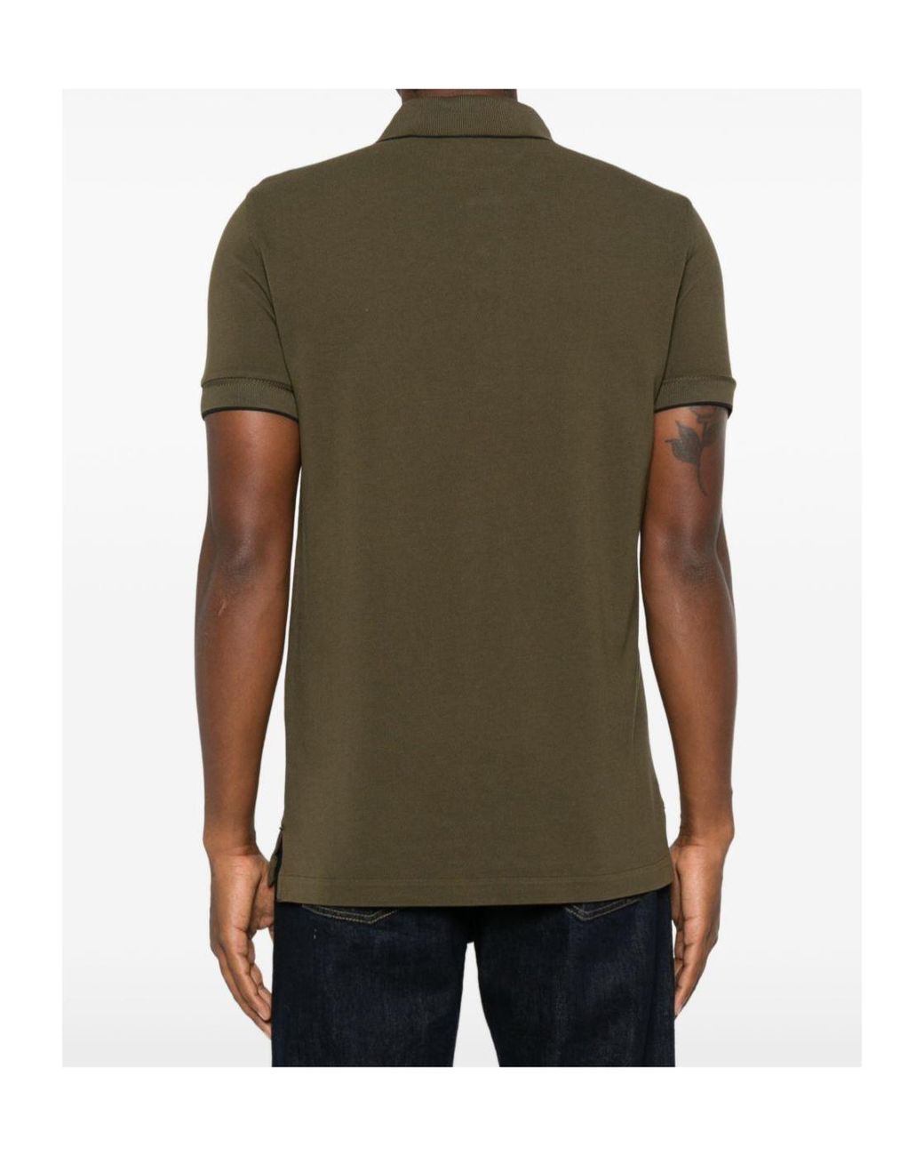 Tom Ford Green Contrast Short Sleeve Polo Shirt for men