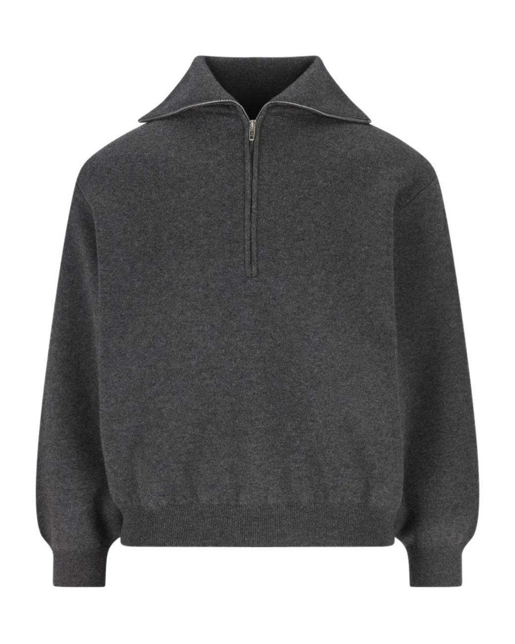 Balenciaga Gray Half-Zip Knitted Jumper