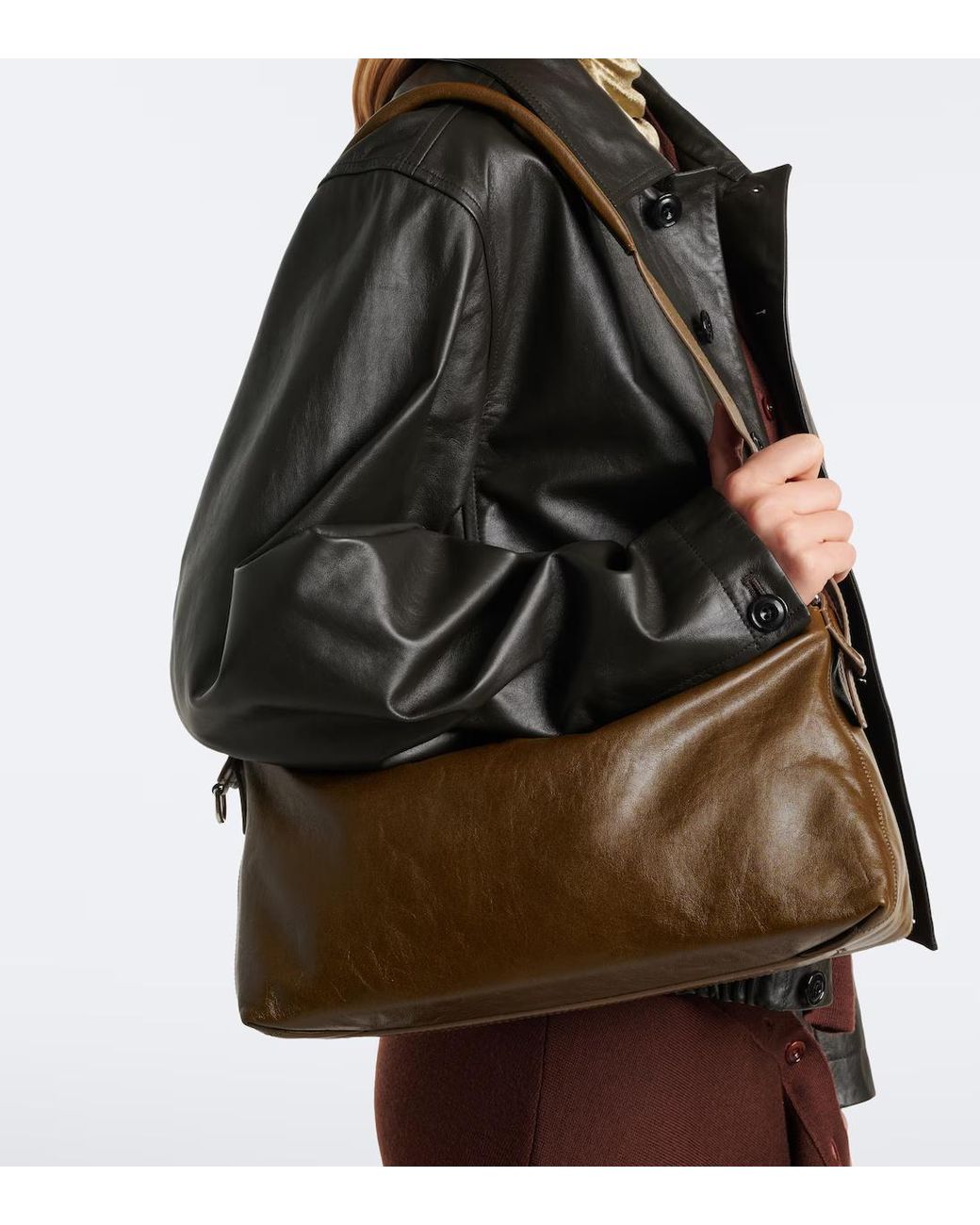 Lemaire Brown Small Leather Shoulder Bag