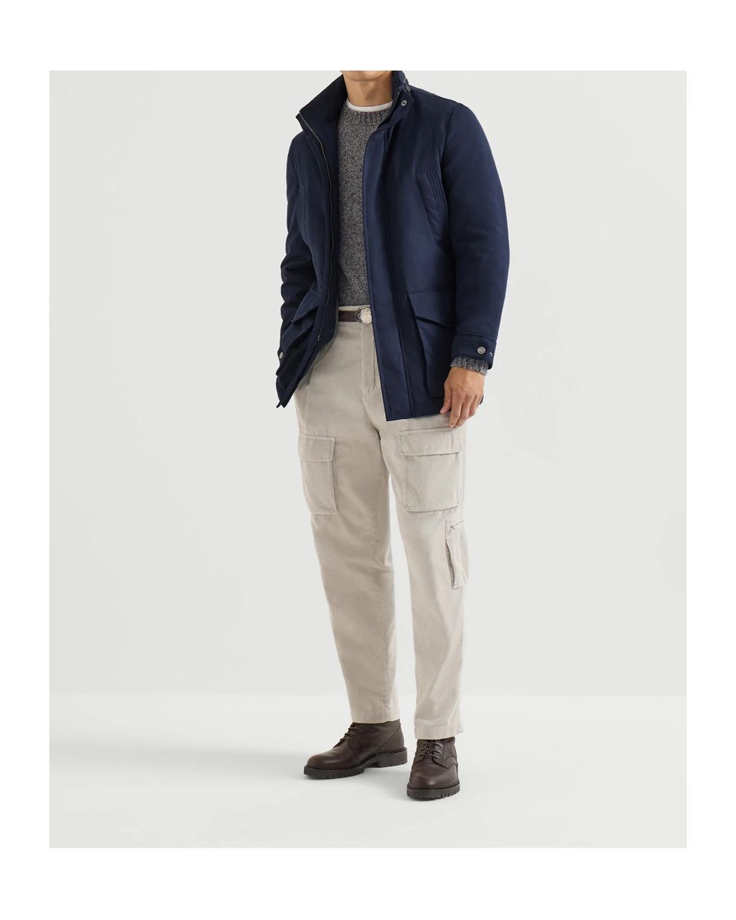 Brunello Cucinelli Blue Water-Resistant Microfiber Parka With Thermore Padding And Packable Hood for men