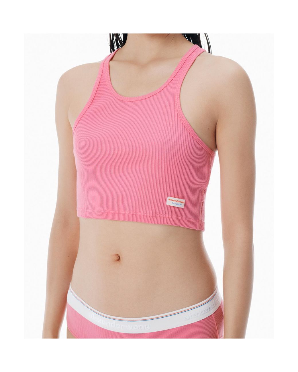 Alexander Wang Pink Classic Ribbed Cotton Racer Tank