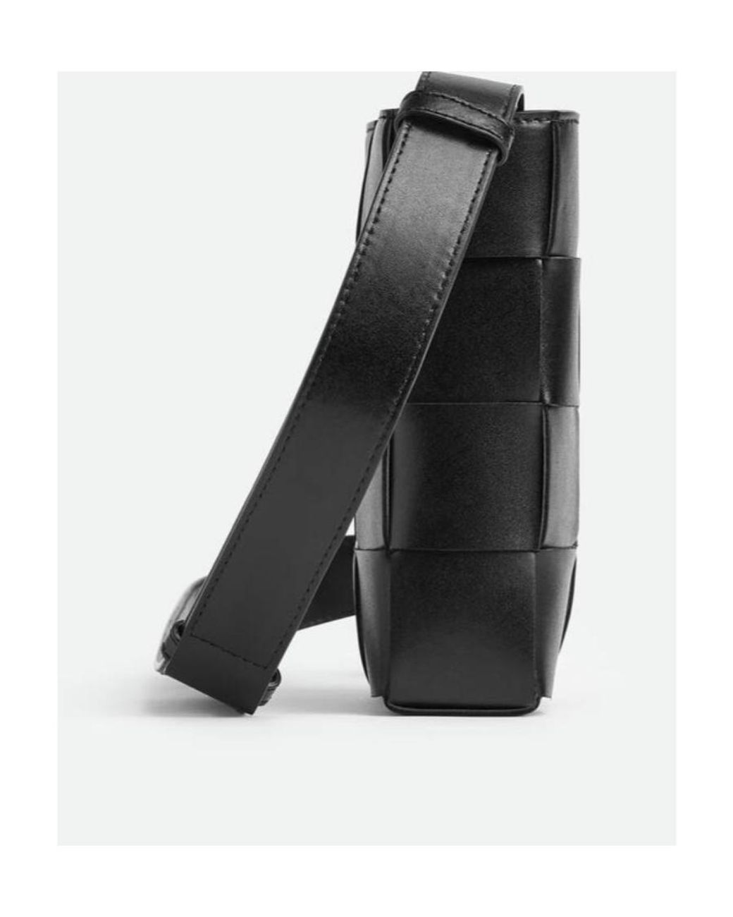 Bottega Veneta Black Interwoven Leather Phone Case for men