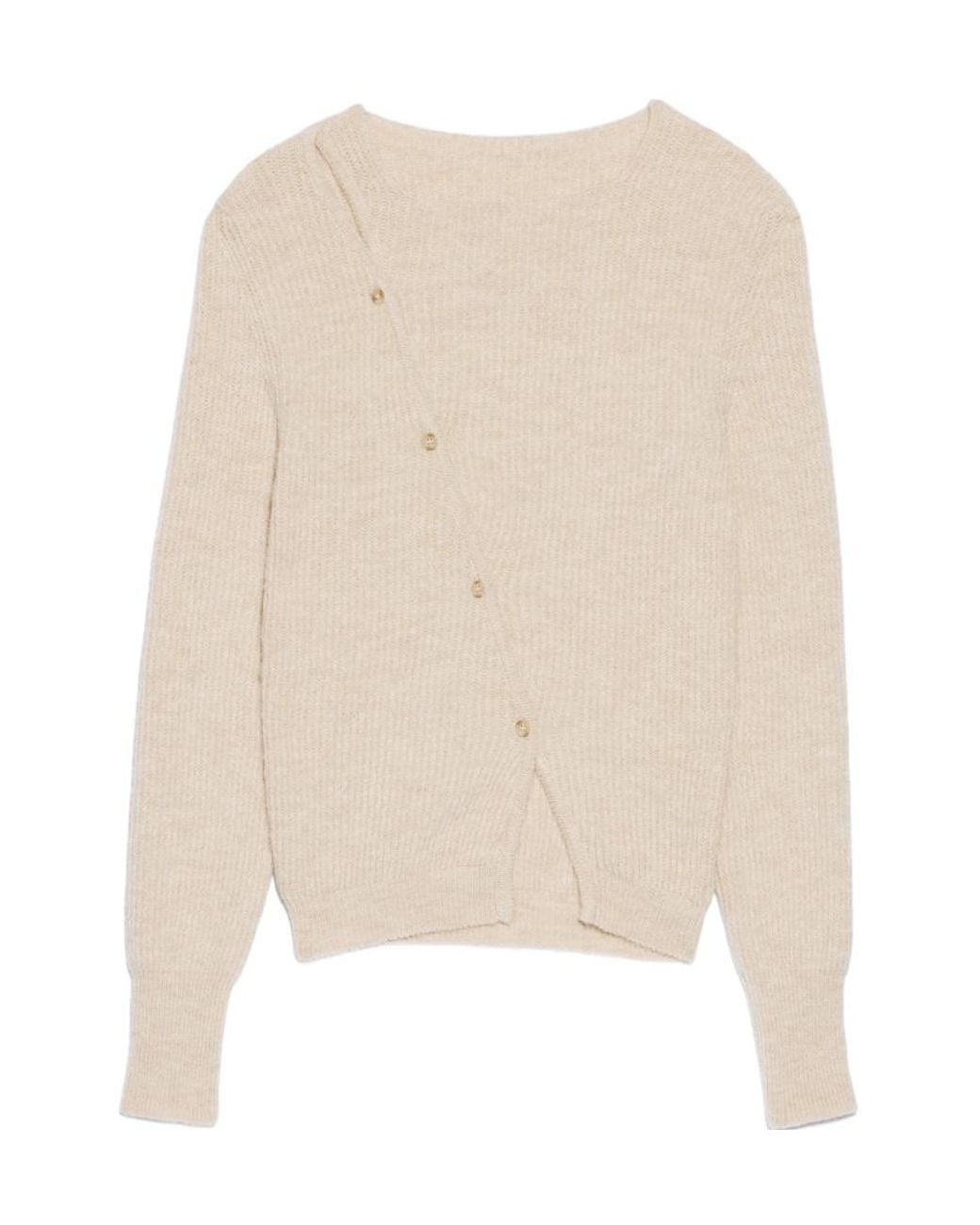 Jacquemus Natural La Pau Cut-Out Long-Sleeved Cardigan