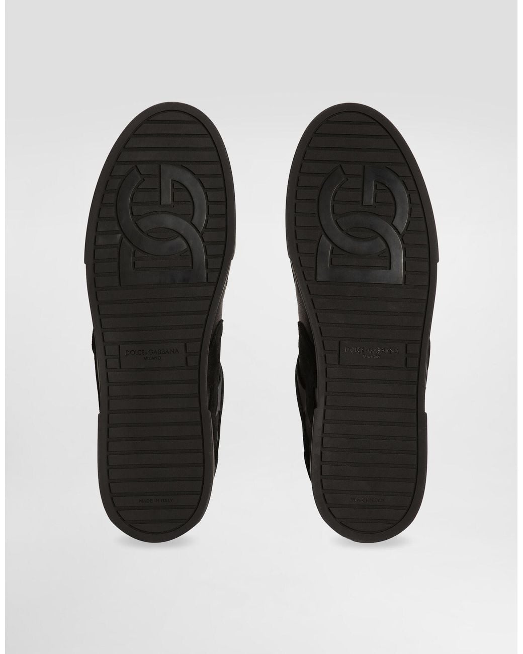 Dolce & Gabbana Black Portofino Split Leather Low-Top Sneakers for men