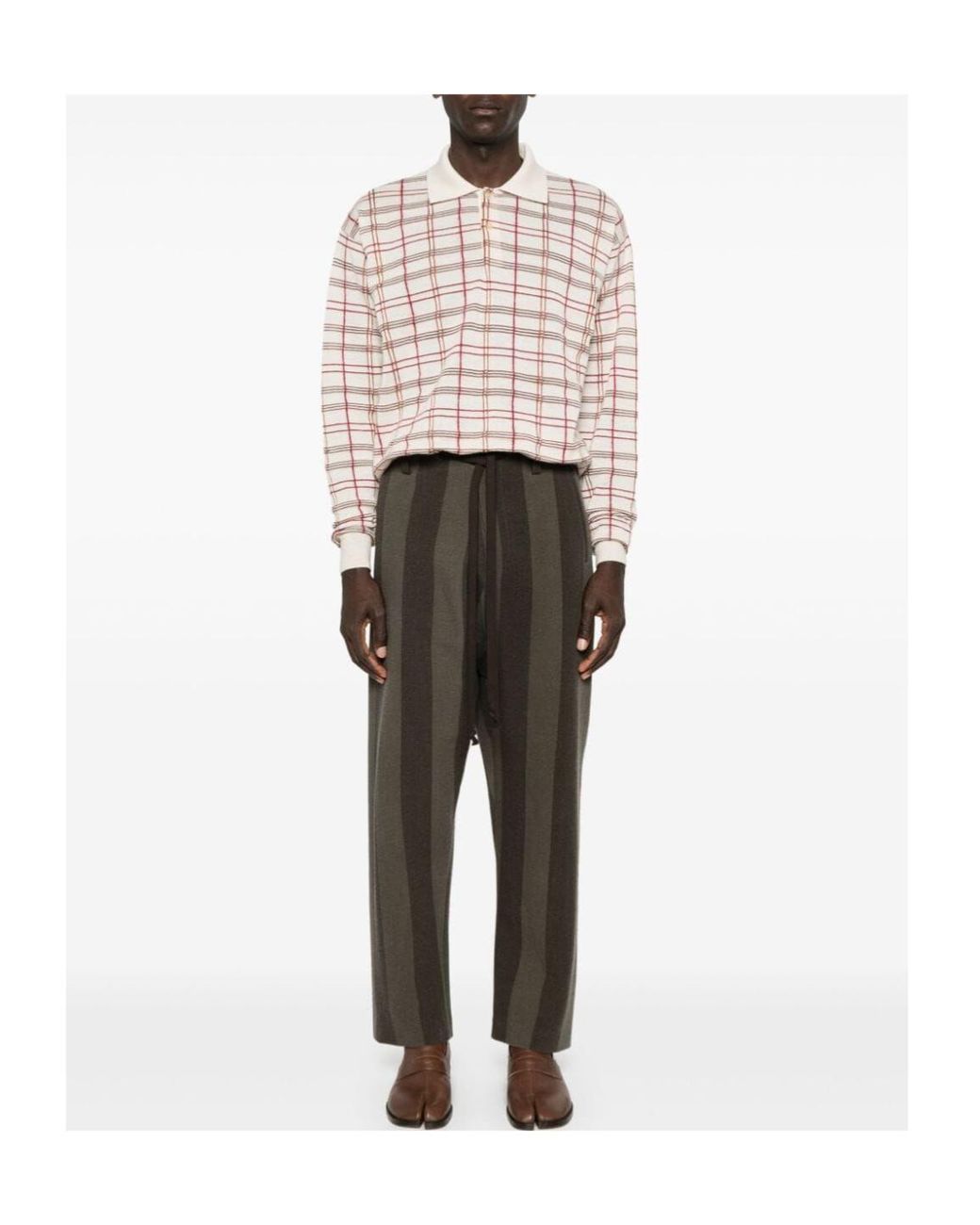Uma Wang Black Tapered Leg Striped Trousers for men
