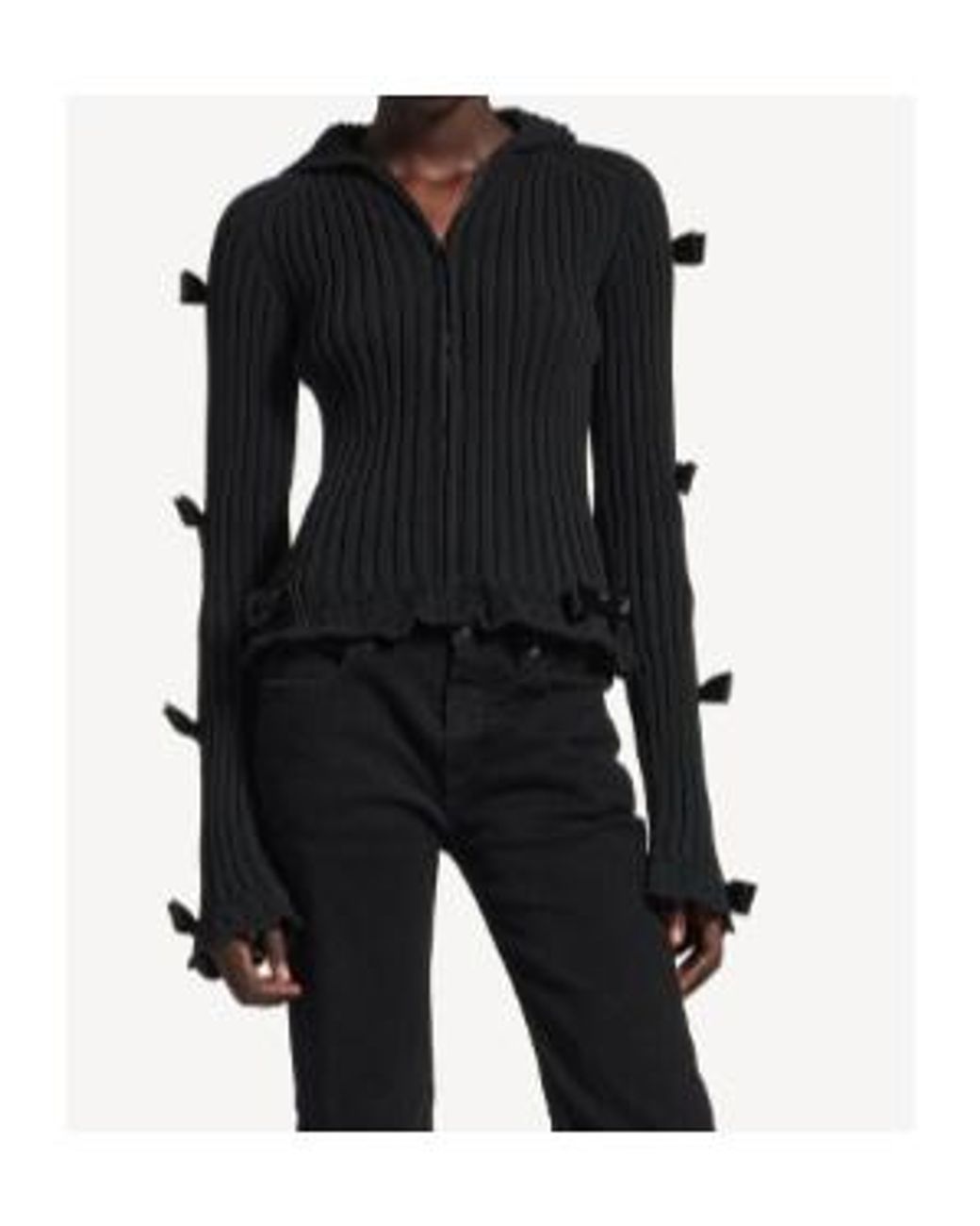 Balenciaga Black Fitted Bow Zip Hooded Sweater