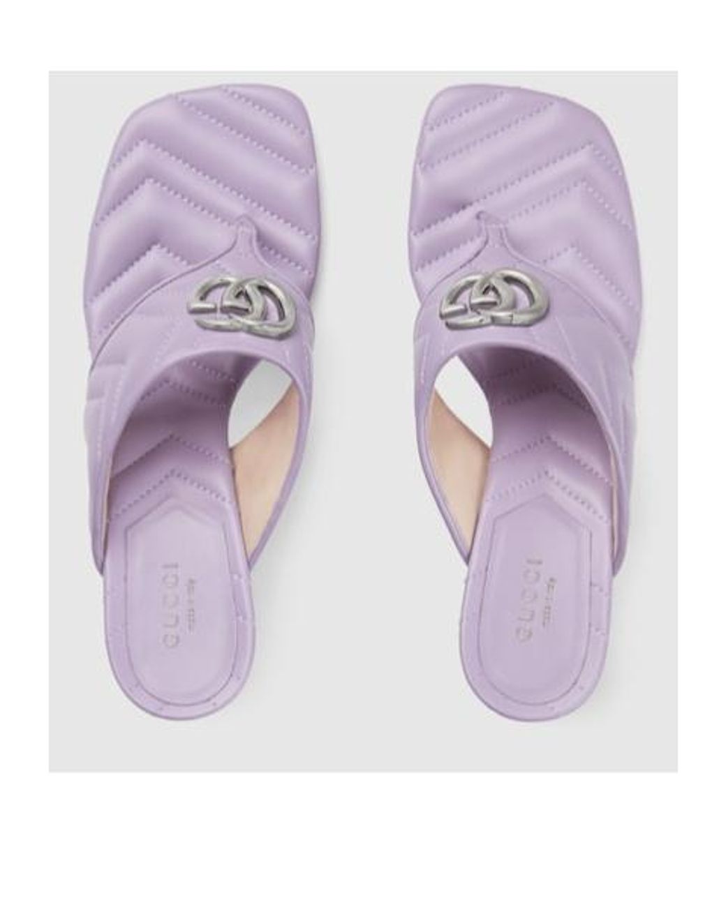 Gucci Double G Marmont Leather Sandals Purple