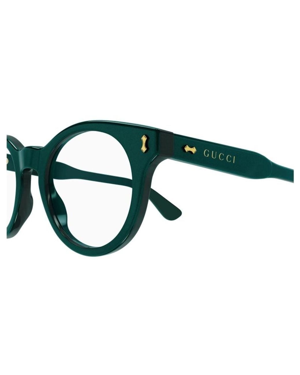 Gucci Green Eyewear Panthos Frame Glasses for men