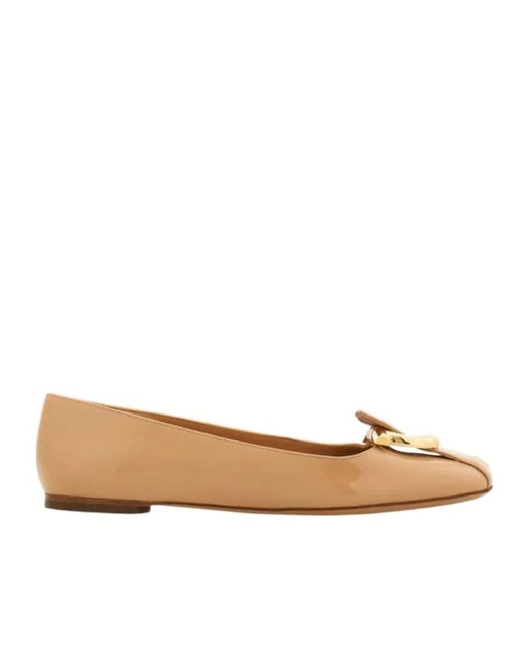 Ferragamo Brown Gancini Ballet Flat