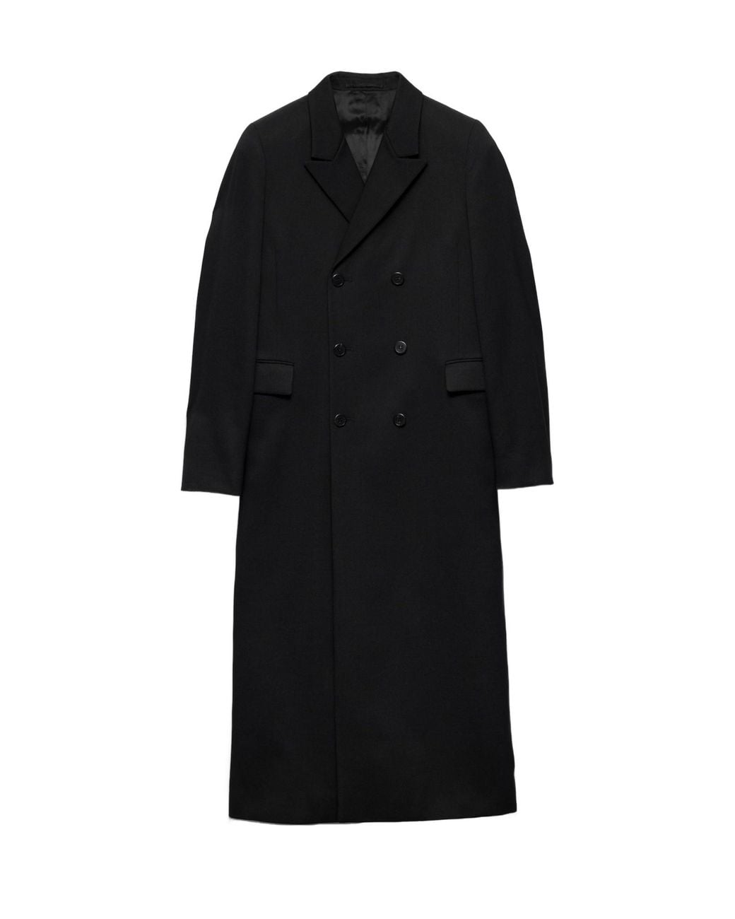 Prada Black Double-Breasted Wool Coat for men