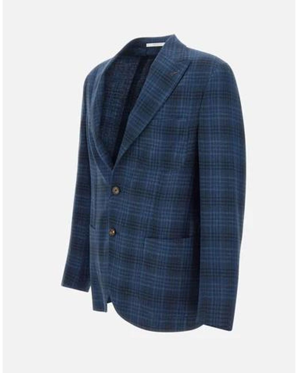 Eleventy Blue Plaid Blazer Jacket for men