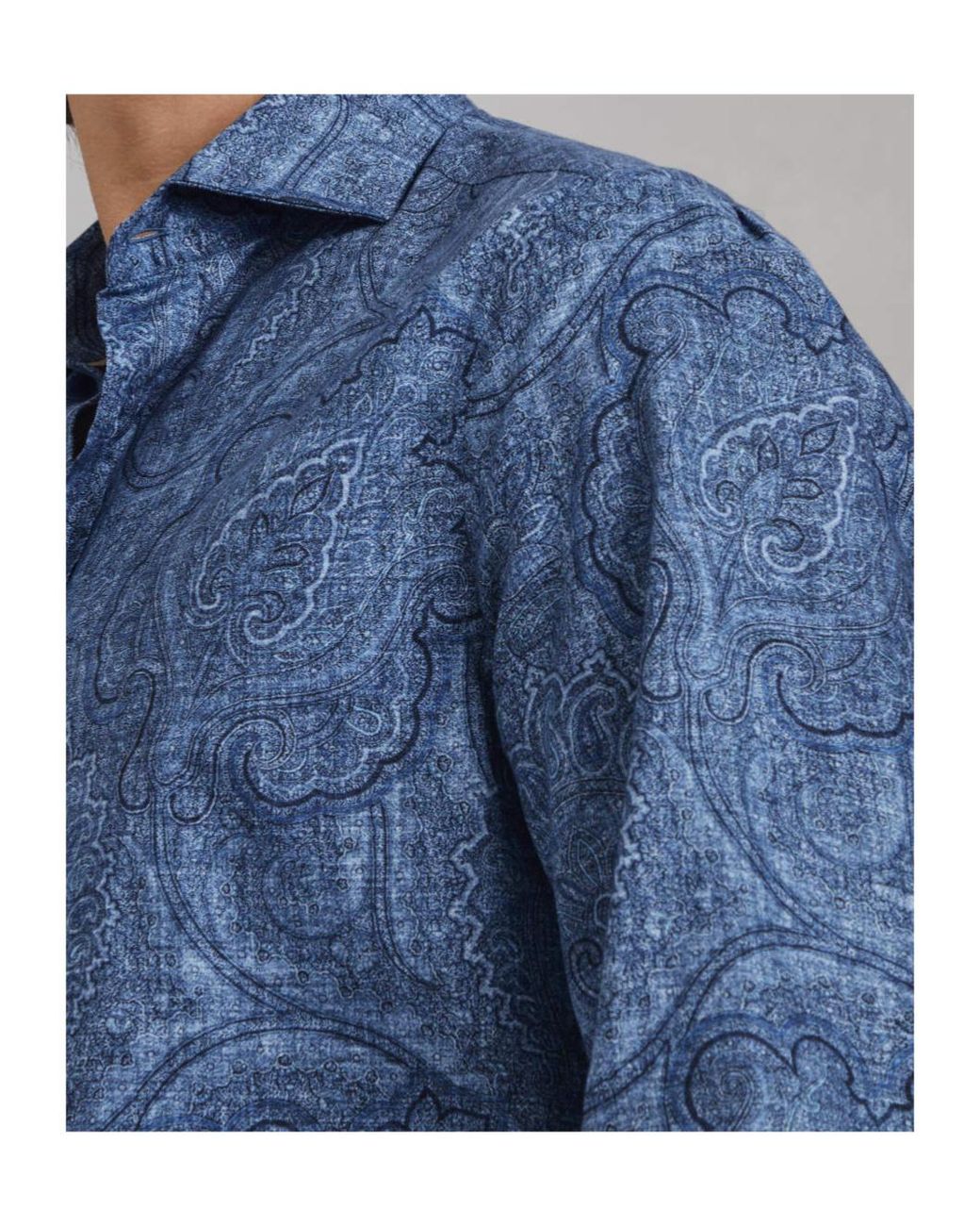 Brunello Cucinelli Blue Patterned Jacquard Buttoned Shirt for men