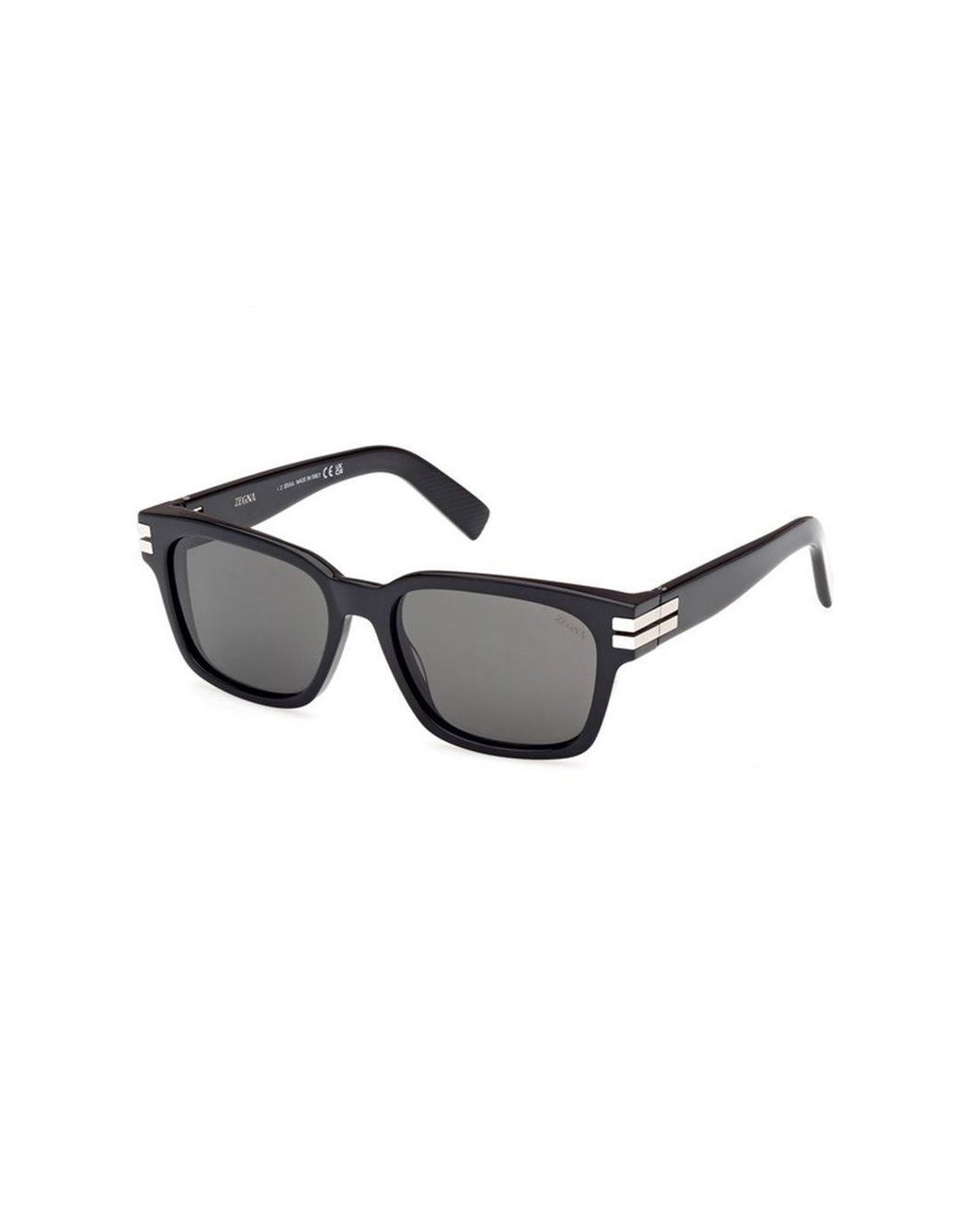 Zegna Black Rectangle Frame Sunglasses for men