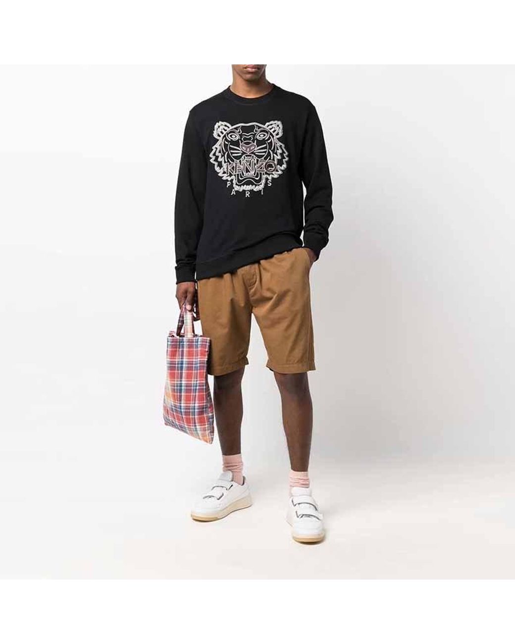 KENZO Black Crew-Neck Logo Sweatshirt for men