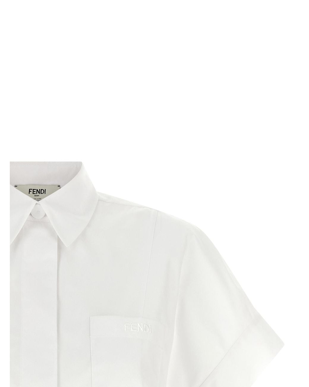 Fendi White Cocoon Sleeves Cropped Shirt